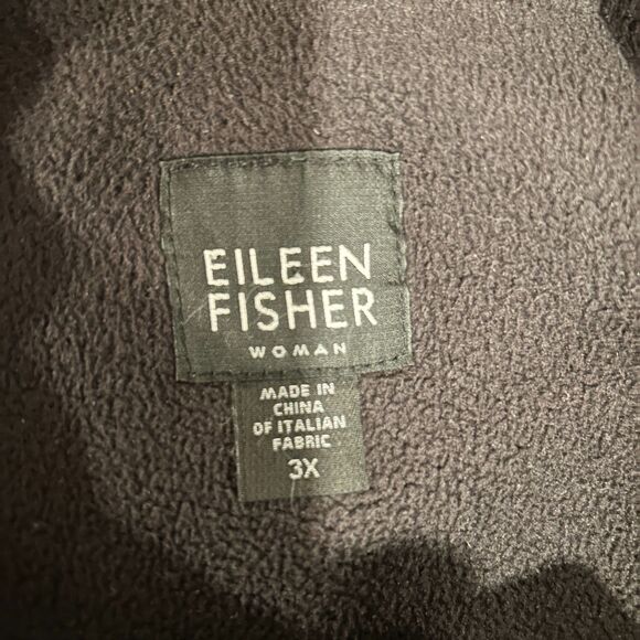 Eileen Fisher Black Snap-Front Warm Lightweight Fleece Lined Jacket Size 3X - Picture 3 of 14